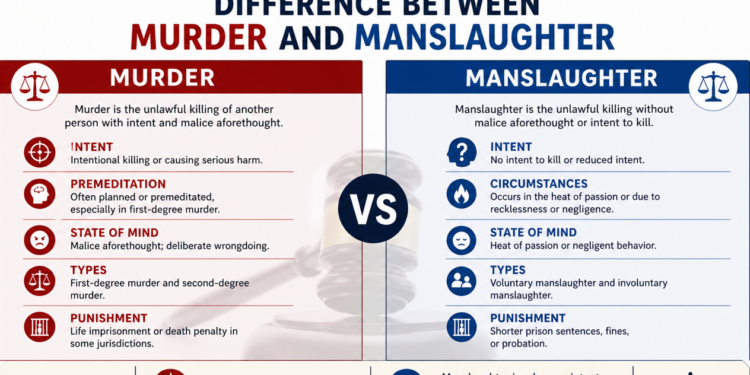 difference between murder and manslaughter